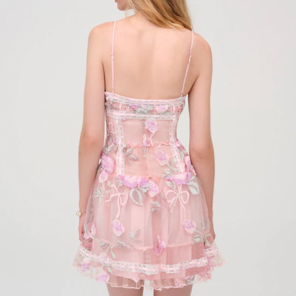 FOR LOVE & LEMONS Emmeline Embroidery Ruffle Mini Dress NWT - Picture 3 of 14